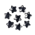 Faceted black star-shaped charms with precise geometric cuts for DIY jewelry making - Obsidian