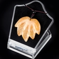 Tiger eye maple leaf pendant with yellow gradient stone and woven cord necklace - Yellow Jade