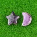 Ensemble d'étoile et croissant de lune en améthyste naturelle violette - Améthyste
