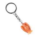 Orange carnelian angel keychain with silver metal ring on a clean white background - Yellow Jade