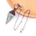 Pendolo curativo vintage in resina con pietre turchesi e catena in rame retrò - Amazonite (Rosso Antico)