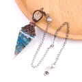 Pendolo energetico orgone con pietre di resina turchese e bobina in metallo rame - Apatite Blu (Rosso Antico)