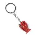 Guardian angel keychain pendant with red jasper natural stone and silver metal ring - Red Jasper