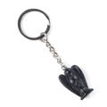 Polished black obsidian angel keychain with durable silver metal ring and chain - Obsidian