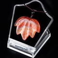 Natural red striped agate maple leaf pendant necklace with elegant adjustable cord - Red Agate