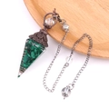 Pendolo divinatorio in resina di malachite verde con cappuccio in bronzo vintage - Malachite (Sintetico)