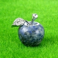 Lapis blue stone apple figurine with crystal silver leaf for home desk decoration - Sodalite