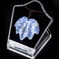 Blue and white maple leaf natural stone pendant necklace with brown braided cord - Blue Spot Stone
