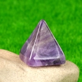 Handcrafted 20mm natural purple amethyst pyramid crystal energy stone on pebbles - Amethyst