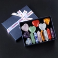 Chakra stone set with heart-shaped crystals and hexagonal points in a premium gift box - 14-Piece Set (Hexagonal Columns & Hearts) / With Gift Box