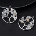 Pendentif arbre de vie en argent avec éclats de pierre de lune et fil de fer tressé - Labradorite
