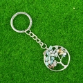 Portachiavi albero della vita in argento con pietre naturali verde-blu e filo intrecciato - Amazonite