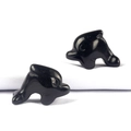 Polished black obsidian dolphin figurine with smooth finish and mirror-like luster - Obsidian