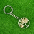 Portachiavi albero della vita in argento con pietre citrine gialle sull'erba - Citrino