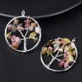 Pendentif arbre de vie en argent avec pierres de cristal pour bijoux de bricolage - Tourmaline