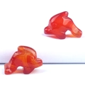 Hand-carved red agate stone dolphin figurines with a polished translucent finish - Red Agate