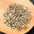 Dalmatian Jasper Rune Stone Set with 25 pieces of engraved gold Nordic symbols - Dalmatian Jasper