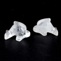Carved white agate dolphin figurines made of natural semi-precious gemstones - White Crystal