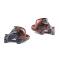 Set of two hand-carved natural red jasper dolphin figurines with unique stone textures - Sesame Jasper