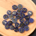 Handcrafted Lapis Lazuli Rune stone set with golden engraved Nordic lettering - Blue Sodalite