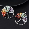 Pendentif arbre de vie en argent avec pierres de cristal naturel et design filaire - Pierre arc-en-ciel