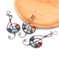 G-clef music symbol pendant with spiral wire wrap and seven chakra natural stone beads - Music Note Spiral Style (1761-1)