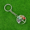 Silver Tree of Life keychain with colorful tumbled natural chakra crystal stones - Rainbow Stone