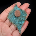 Vintage bronze maple leaf pendant with brown raw gemstone and antique finish - Tan Raw Stone Style (No. 3)
