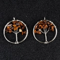 Ensemble de pendentifs Arbre de Vie en fil argenté avec pierres naturelles œil de tigre - Œil de tigre