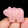 Handcarved polar bear animal figurine in natural rose quartz gemstone for home decor - Rose Quartz