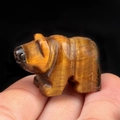 Tiger eye stone polar bear animal figurine carving with golden-brown fiber textures - Tiger's Eye
