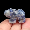 Polished blue and white sodalite hippopotamus figurine carved from natural mineral stone - Blue Spot Stone
