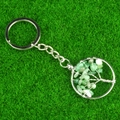 Silver tree of life keychain with light green crystal stone chips and woven wire - Green Aventurine