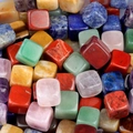 Polished 16mm multi-color natural gemstone cubes including amethyst and tiger eye - Random Mixed Color (Single Piece)