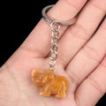 Elefanten-Schlüsselanhänger aus gelbem Naturstein für Taschen mit Metallring - Gelbe Jade