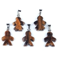 Natural tiger eye stone boy and girl charms with silver metal clasps for DIY jewelry - Girls / Tiger's Eye
