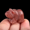 Carved red strawberry quartz bear figurine with natural mineral texture for home decor - Purple Aventurine