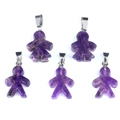 Natural purple amethyst stone boy shape pendant with silver metal clasp for jewelry DIY - Girls / Amethyst