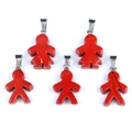 Five pieces of red crystal jasper stone boy and girl silhouette pendants for DIY jewelry - Red Jasper