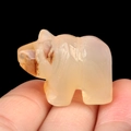 Hand carved polar bear figurine in translucent warm beige agate with natural texture - Natural Agate