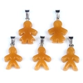 5-piece set of natural orange agate crystal pendants with silver bail for jewelry DIY - Yellow Jade