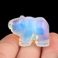 Hand-carved opal hippo figurine with translucent blue and purple iridescent finish - Synthetic Opal