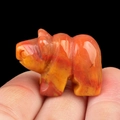 Hand-carved hippo figurine made of polished red and yellow jasper agate stone - Colored Jade