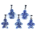 Blue natural stone boy and girl pendants with silver metal clasps for DIY jewelry - Sodalite