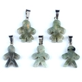 Five pieces of natural grey-green stone pendants in male and female silhouettes - Labradorite