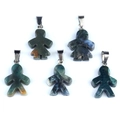 Five unique natural crystal agate boy and girl pendants with stainless steel loops - India Agate
