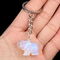 Elefanten-Schlüsselanhänger aus Opalit-Edelstein mit silbernem Schlüsselring am Band - Synthetischer Opal