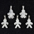 Five pieces of natural white quartz stone human-shaped pendants with silver metal clasps - White Crystal