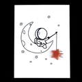 Cristal de ágata naranja pulido en forma de estrella en tarjeta decorativa de astronauta - Estrella 15mm + Tarjeta / Aventurina roja