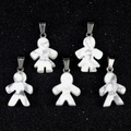 Boy and girl marble agate stone pendants with metal clasp for DIY jewelry - Howlite